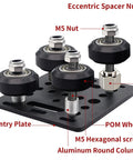 V Slot Gantry Plate Set With POM Wheels For Aluminum Extrusion 2 Pack 3D Printer Accessory, black plate with M5 hardware