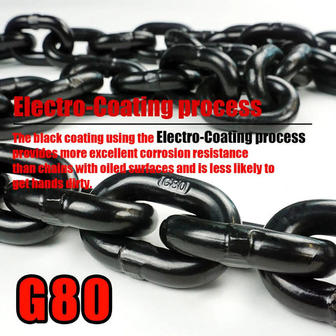 Three Eighths Inch Ten Foot Heavy Duty Binder Chain With Clevis Grab Hooks Grade 80 Transport Chain 7100 Lbs Safe Working Load For Flatbed Trailers Trucks Tie Downs And Reliable Towing