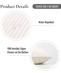 Fall Coastal Patio Pillow Cover 20x20 For Indoor Outdoor Use, Water Repellent Cushion Cover In Neutral Tan Stripe with zipper