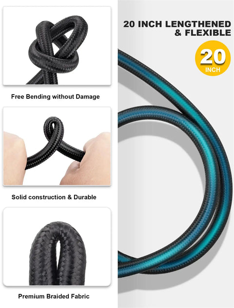 20 Inch Tire Inflator Hose Adapter With Lock On Air Chuck For Presta And Schrader Valves Converting Nuts Included Ideal For Air Compressors And Tire Pumps flexibility and durability.