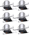 Six Pack 6 Inch Recessed Lighting Housing For New Construction Air Tight IC Rated Hardwired 120 277V TP24 Connector Easy Install UL Title 24 Compliant