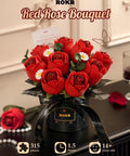 3D Puzzles DIY Flower Kit Burgundy Rose Bouquet With White Daisies And Eucalyptus Snap Together For Realistic Forever Fresh Home Decor Dope Gift Box Set, 315 pieces