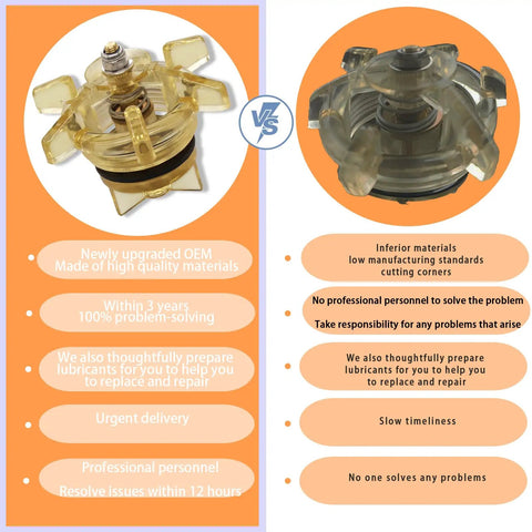Comparison of upgraded OEM bonnet and poppet repair kit for 765 series with competitor's product.