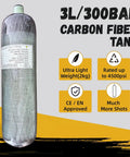 3L Carbon Fiber Tank 4500 PSI PCP HPA Scuba Paintball Air Tank With Dope Dual Gauge Valve Lightweight 183 CI Capacity