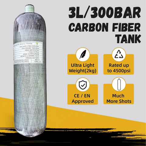 3L Carbon Fiber Tank 4500 PSI PCP HPA Scuba Paintball Air Tank With Dope Dual Gauge Valve Lightweight 183 CI Capacity