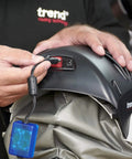 Close-up of Airshield Pro Respirator and Face Shield Bundle With Extra Battery Charging Cradle and Eight Hour Rechargeable Battery