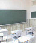 Wood Grain Peel And Stick Wallpaper Self Adhesive Removable Wall Covering in classroom setting, 3D wood panel look on walls