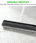 2 In 1 Floor Scrub Brush With Scraper, 48 Inch Adjustable Handle, Stiff Bristles For Tough Grime, Beats Grime On Tile, close-up view