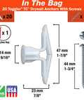 Commercial Drywall Anchor With Screws For Five Eighths To Three Quarters Inch Drywall, Polypropylene Construction, Made In USA