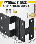 2 Pack Five Knuckle Door Hinges For Three Quarter Inch Doors, 270 Degree Institutional Hinge, black powder finish with screws
