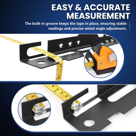 Lock That Factory Straight Look With This Pretty Solid Knock Down Wheel Alignment Kit Featuring Removable Toe Plates Center Bar And Dual Measuring Tapes For No Sweat Front End Camber Adjustments In Matte Black