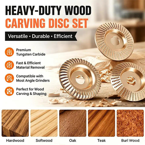 All In One Woodworking Disc Kit For 4 Inch Or 4 And A Half Inch Angle Grinders With Flat Beveled And Curved Carving Discs