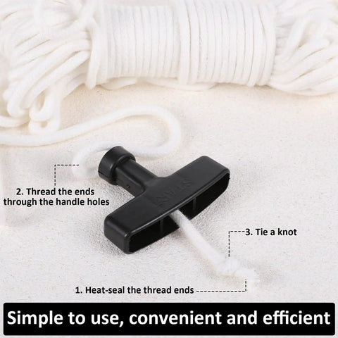 Two Pack Gas Engine Pull Starter Handles Heavy Duty Backup Grips For Lawn Mower Generator Chainsaw Trimmer Edger Brush Cutter And Other Small Engines Black Easy Grip Replacement Part, black handle with rope threading