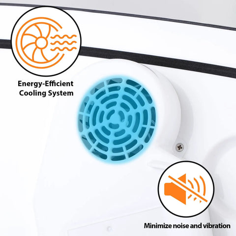 Energy-efficient cooling system on 28 Quart Portable Mini Fridge And Electric Cooler Warmer For Car With 12V Dc Plug.