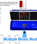 All In One Digital FM Radio Speaker MP3 Player With USB Drive And TF Card Support LED Display Sleep Timer Blue Finish