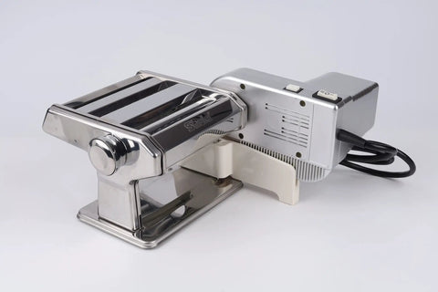 Shule Electric Pasta Maker Machine With Motorized Roller And Stainless Steel Construction, sleek design for easy homemade noodles.