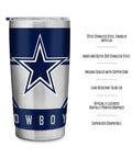 Make Every Sip Hit Different With This Dope 20 Oz Stainless Steel Tumbler Featuring Double Wall Insulation And Secure Lid for Dallas Cowboys Fans.
