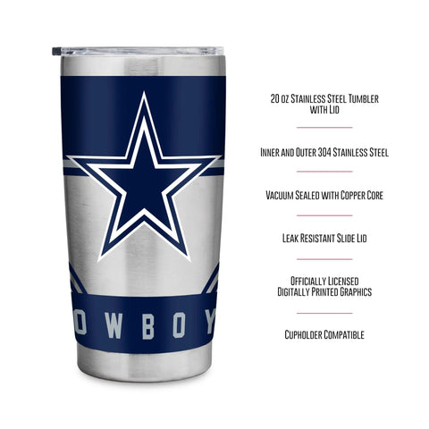 Make Every Sip Hit Different With This Dope 20 Oz Stainless Steel Tumbler Featuring Double Wall Insulation And Secure Lid for Dallas Cowboys Fans.