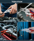 9 Inch Needle Nose Locking Pliers With Cr V Steel Jaws Adjustable Clamping Screw Heavy Duty Beef for precise wiring and equipment work.