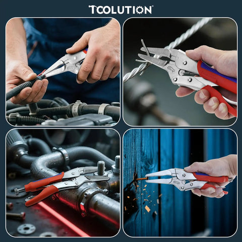 9 Inch Needle Nose Locking Pliers With Cr V Steel Jaws Adjustable Clamping Screw Heavy Duty Beef for precise wiring and equipment work.