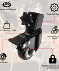 Caster Wheels Set For Griddle Stand 2 Inch Heavy Duty Casters With 360 Degree Swivel showing dual ball bearing and foot brake