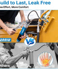 Heavy Duty 8000 PSI Lever Grease Gun Kit in use on machinery, comparing build quality and ease versus other models