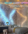 Thundercloud LED Cloud Light With 16 Feet Cord, multicolor RGB lamp illuminating a bedroom with cloud effects.