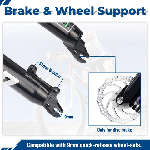 Lightweight Aluminum Front Fork For Mountain Bikes With Air Suspension 26 Inch One And One Eighth Straight Threadless Steerer