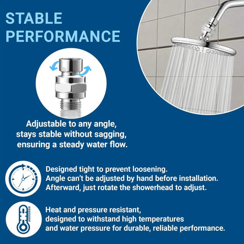 Solid Brass Shower Connector Ball Joint Swivel Adapter Chrome, Adjustable Shower Arm Extension, Leak Free Universal Shower Head Holder, Built To Last Brass Construction For High Pressure Easy Install on showerhead