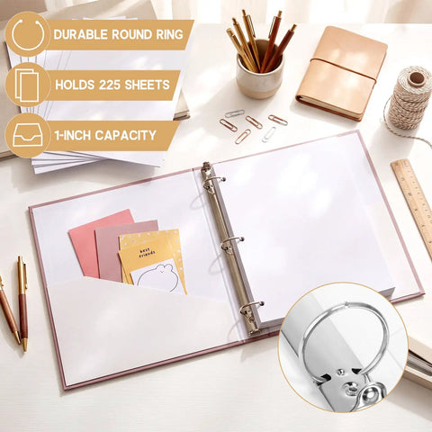 Ten Colorful 3 Ring Binders Set With Two Pockets Hardcover For School Office And Home Use Fits Standard 11 By 8 And A Half Inch Paper