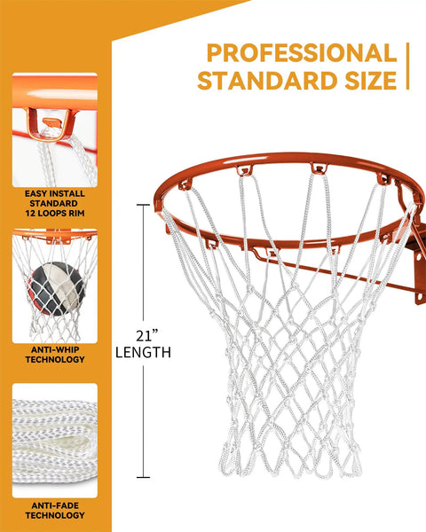 Outdoor Basketball Net Replacement Game Ready Pro Grade Heavy Duty For Standard Hoops All Weather Anti Whip 12 Loop Nylon Net