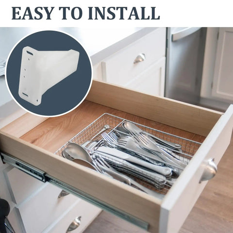 Durable Plastic Drawer Side Track Brackets 5/16 Inch By 7/8 Inch White Two Pack, easy install in kitchen drawer for smooth glide.