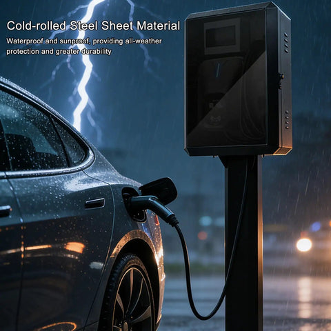 Heavy Duty Outdoor EV Charger Enclosure With Pedestal Stand Waterproof Lockable Storage Box Universal Fit For Most Chargers in rain