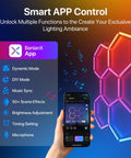 Hexagon RGB LED Lights With Music Sync And App Control For Gaming Room Gym And Garage Five Grid Gen IV Honeycomb Panels For Vibe And Colorful Ambiance