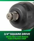 Close-up of 3/4 inch square drive with friction ring on High Torque Cordless Brushless Three Quarters Inch Square Drive Impact Wrench Tool Body Only With Friction Ring Grip Accepts Any 18V Or 36V MultiVolt Battery IP56 Rated For Tough Jobs Delivers 1,401 Foot Pounds Of Torque