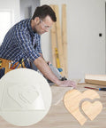 Woodworker using Clear Acrylic Double Heart Router Templates for Woodworking, 5mm Thick Inlay Guides on a wooden board