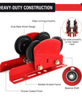 Heavy Duty I Beam Trolley With Dual Track Rollers For I Beams 0.5 Ton Capacity Adjustable Flange Fits 1.57 To 4.64 Inches