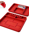 Non Slip Silicone Tool Tray Set Two Piece Flexible Tool Organizer Mats with Magnetic Small Parts Tray for Auto Repair