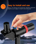 Right Angle Finder Scope 6x30mm With Correct Image Optics 120mm Focal Length High Light Gathering For Telescopes Crosshair Reticle For Easy Targeting Pro Grade Stargazing Accessory mounted on telescope, hand adjusting thumb screw