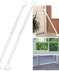 2 Pack Door Security Bar Heavy Duty Metal Door Stoppers Security Patio Bars 2 In 1 Adjustable Sliding Doors Lock Jammer Stopper For Window Apartment Home Hotel Room White Durable Portable Travel Friendly Lightweight Design With Rubber Base And Tips