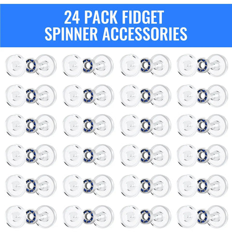 24 Pack Fidget Spinner Cap Bearings Kit With Clear Plastic Caps And Chrome Steel Bearings MR137 0.5 Inch Replacement