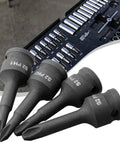 Top Tier 4 Piece Socket Adapter Kit Featuring Ph1 Ph2 Ph3 And Ph4 Cross Bit Heads Designed For 3/8 Drive Electric Wrenches With Forged Chrome Steel Durability Perfect For Gnarly Auto And Home Repair Jobs That Need Serious Torque. 4-piece 60mm chrome steel PH socket adapters