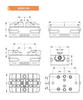 Technical drawing of Heavy Duty Self Centering Vise For CNC Machines Built Tough Rock Solid Zero Hassle Jaw Grip