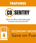 CO Sentry feature and economy mode for Beast 2700 Watt Dual Fuel Inverter Generator With Gasoline Or Propane CO Sensor