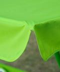 Close-up of bright green adjustable canopy on the Two Seat Kids Patio Swing With Adjustable Canopy And Safety Belt Frog Pattern.