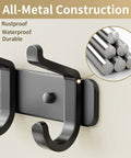 Wall Mounted Heavy Duty Metal Coat Rack With Six Hooks For Coats Hats Bags Robes Keys And Towels Entryway Mudroom Or Closet Organizer In Rust Resistant Black Finish, showcasing durable rustproof construction.