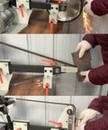 Professional Grade Variable Speed Belt Sander Bench Grinder using 72 inch belts to sharpen metal tools and knives.
