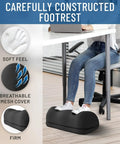 Adjustable Cloud Foot Rest Under Desk For Work Memory Foam Foot Stool with Pressure Point Nodes shown under a desk setup