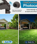 Power Saving 150W LED Parking Lot Light With Dusk To Dawn Sensor, showing day and night modes in outdoor setting