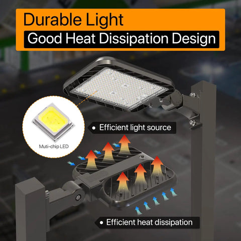 Beefed Up 150W LED Parking Lot Light With Adjustable Arm Mount, 22500LM Dusk To Dawn Commercial Lighting for outdoor use